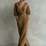 Pink V-neck Maxi Dress