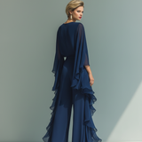 Rose Navy Chiffon Set
