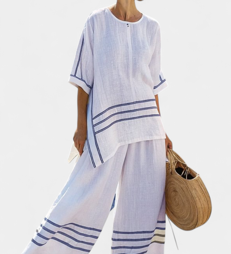 Wide striped, asymmetrical overall - modern and comfortable style