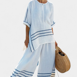 Wide striped, asymmetrical overall - modern and comfortable style