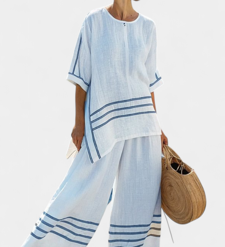 Wide striped, asymmetrical overall - modern and comfortable style