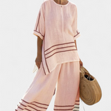 Wide striped, asymmetrical overall - modern and comfortable style