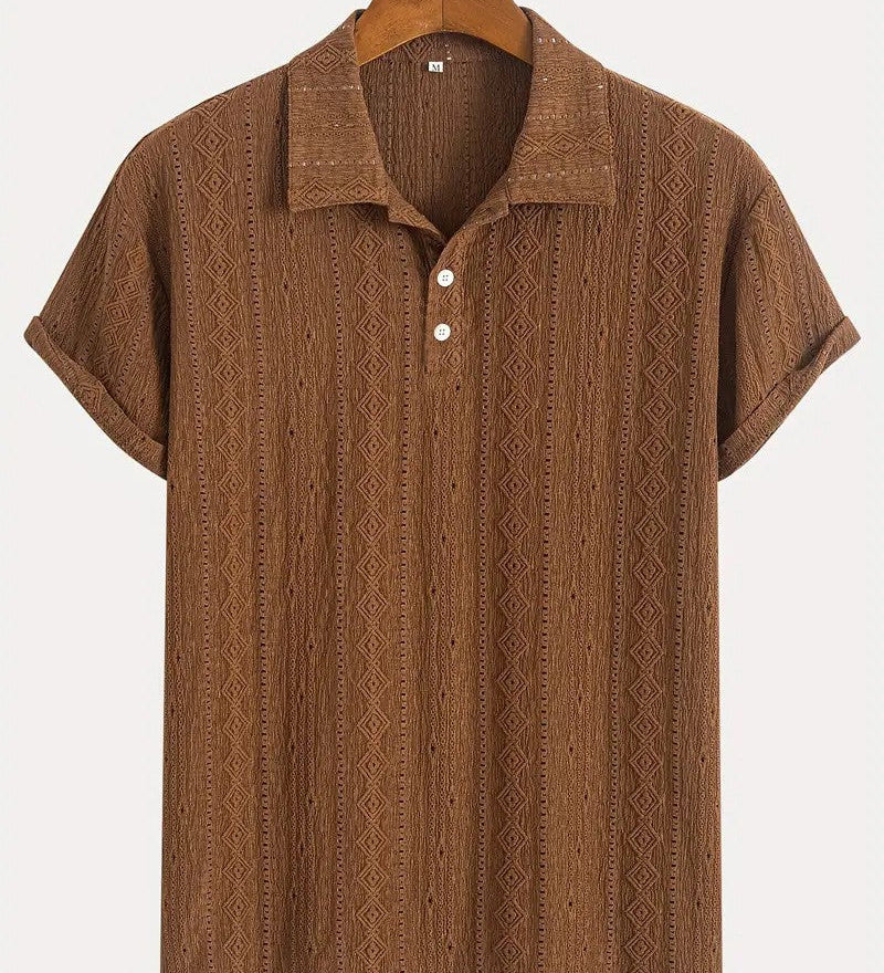 Tivadar – Fine knit polo shirt with textured design
