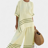 Wide striped, asymmetrical overall - modern and comfortable style