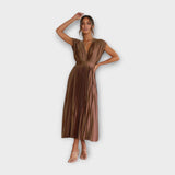 Romantic Elegance Midi Pleated Dress
