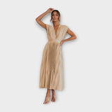 Romantic Elegance Midi Pleated Dress