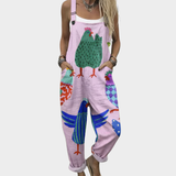 Patterned Work Overalls