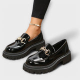 Modern women's platform loafers with buckle