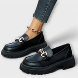 Modern women's platform loafers with buckle