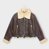 Leather Short Jacket with Belt