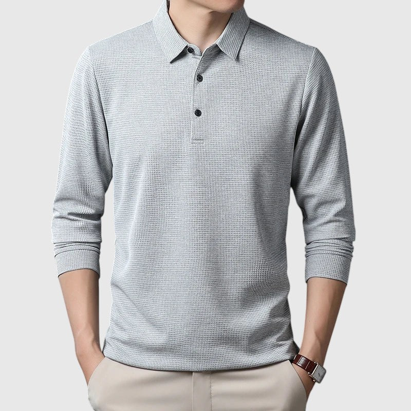 Lászlóffy - Elegant men's long-sleeved polo shirt