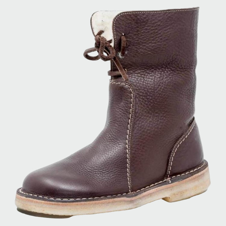 Waterproof leather shoes with wool lining