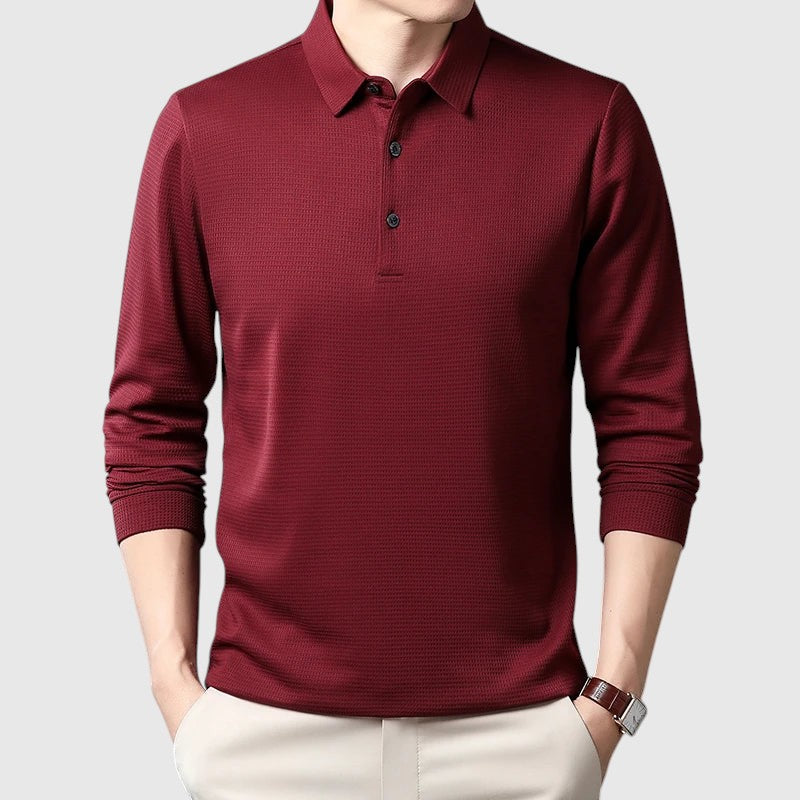Lászlóffy - Elegant men's long-sleeved polo shirt