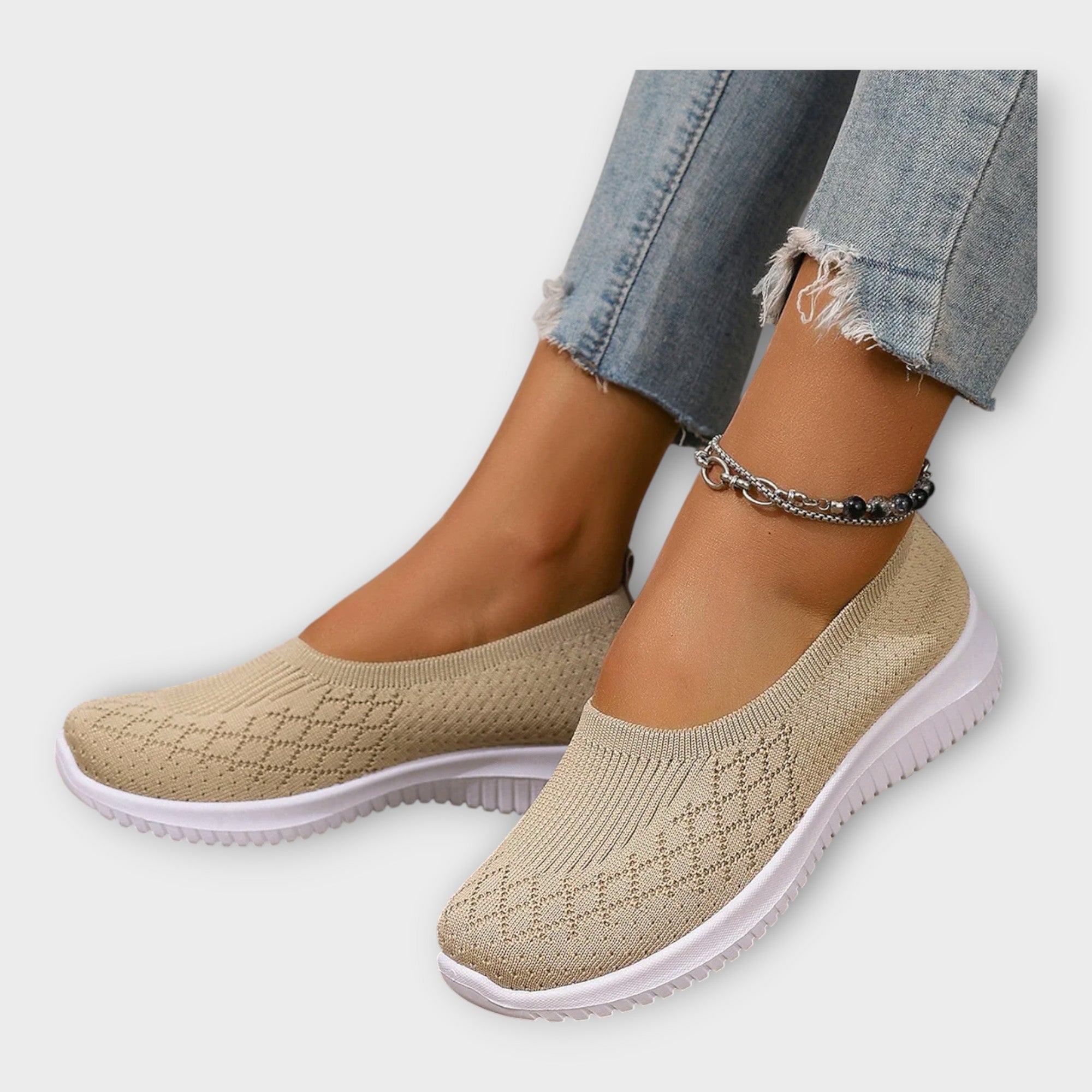 Mesh ballet flats with non-slip sole