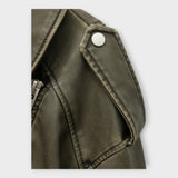 Modern Short Leather Jacket with Belt and Subtle Aesthetics