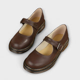 Women's Vintage Mary Jane Shoes – Classic Leather Strap Shoes with Comfortable Sole