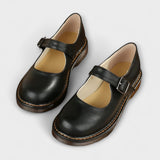 Women's Vintage Mary Jane Shoes – Classic Leather Strap Shoes with Comfortable Sole