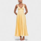 Abia - Pleated yellow maxi dress