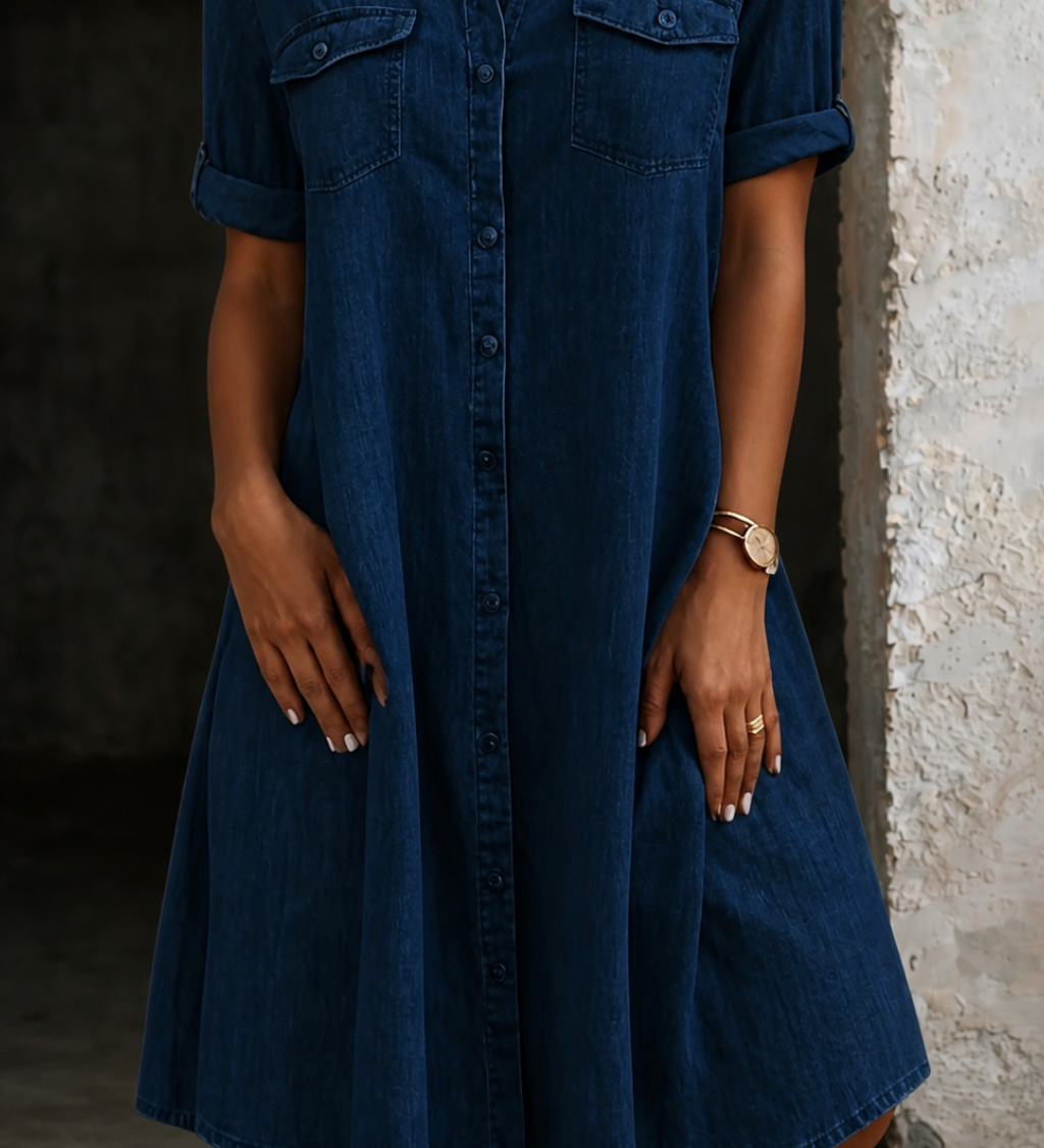 Patricia | Comfortable Midi Dress in Denim Style
