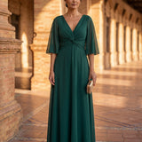 Lucía - Chiffon Dress With V-neckline