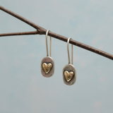 Retro Silver and Gold Heart Earrings