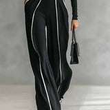 Emma | Elegant two-piece high neck and wide-leg trousers set