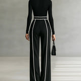 Emma | Elegant two-piece high neck and wide-leg trousers set