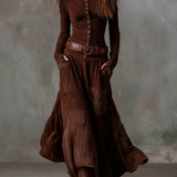 Elisa | Suede maxi dress with belt