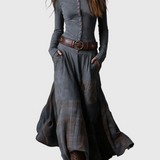Isabelle - Suede maxi dress with belt