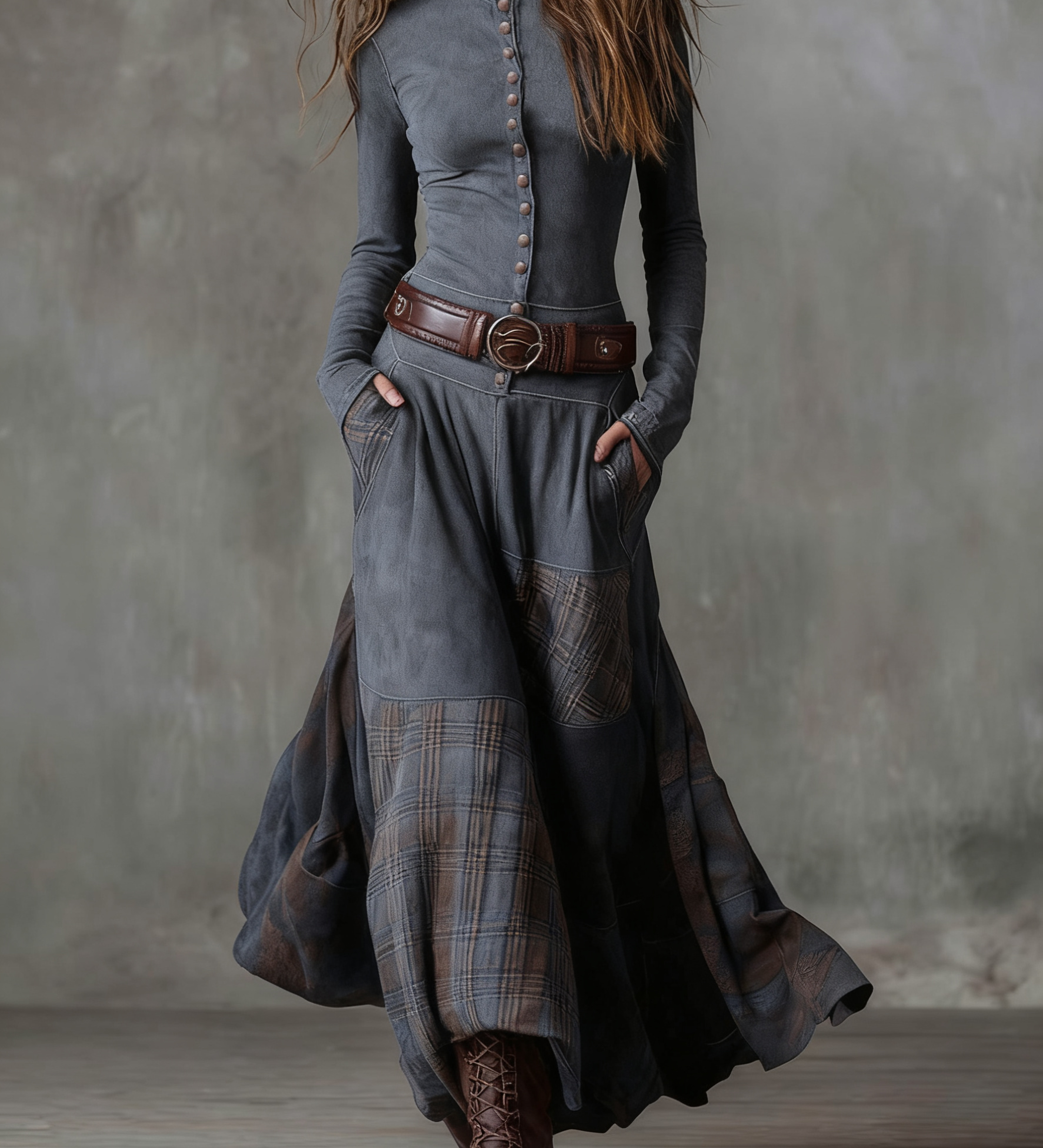 Elisa | Suede maxi dress with belt