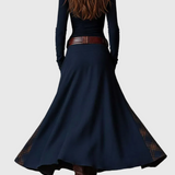 Azucena - Maxi dress with belt, made of eco-suede