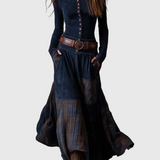 Azucena - Maxi dress with belt, made of eco-suede