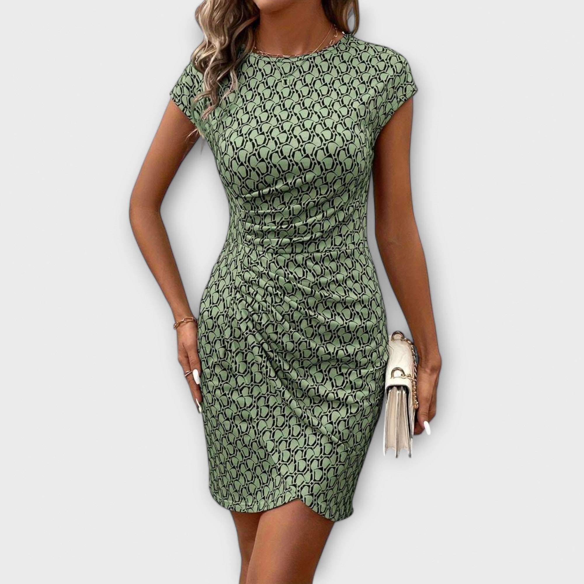 Emma - Short tulip dress with engineered print