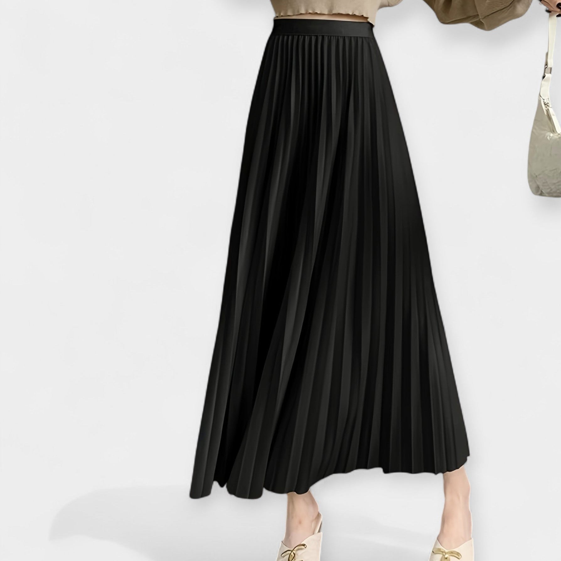 Long pleated silk skirt