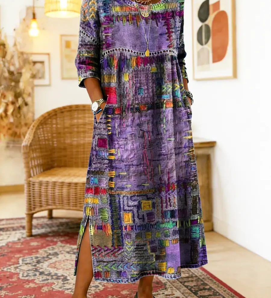 Manuela | Ethnic Patchwork Denim Dress