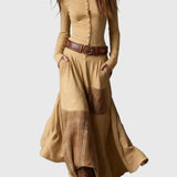Isabelle - Suede maxi dress with belt