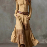 Elisa | Suede maxi dress with belt