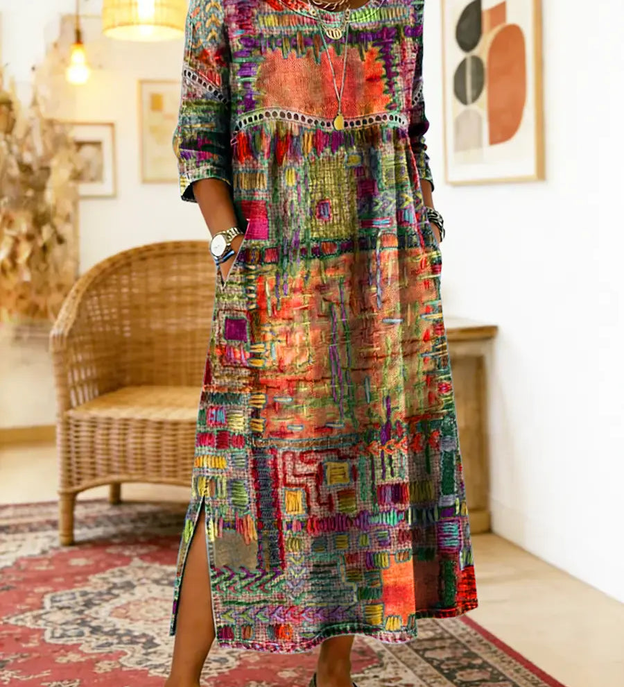 Manuela | Ethnic Patchwork Denim Dress