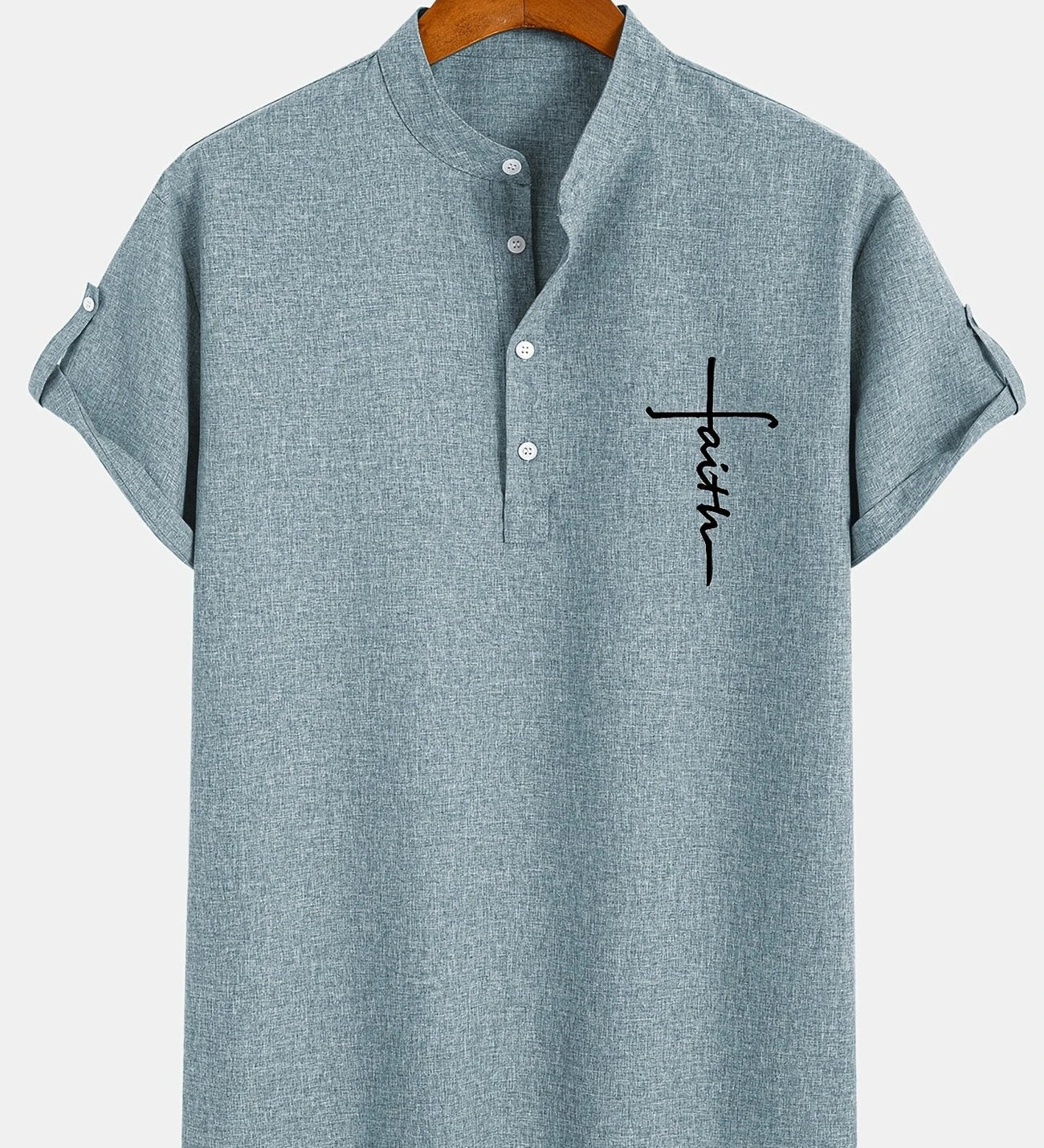 Kristóf™ | Elegant short-sleeved shirt with stand-up collar