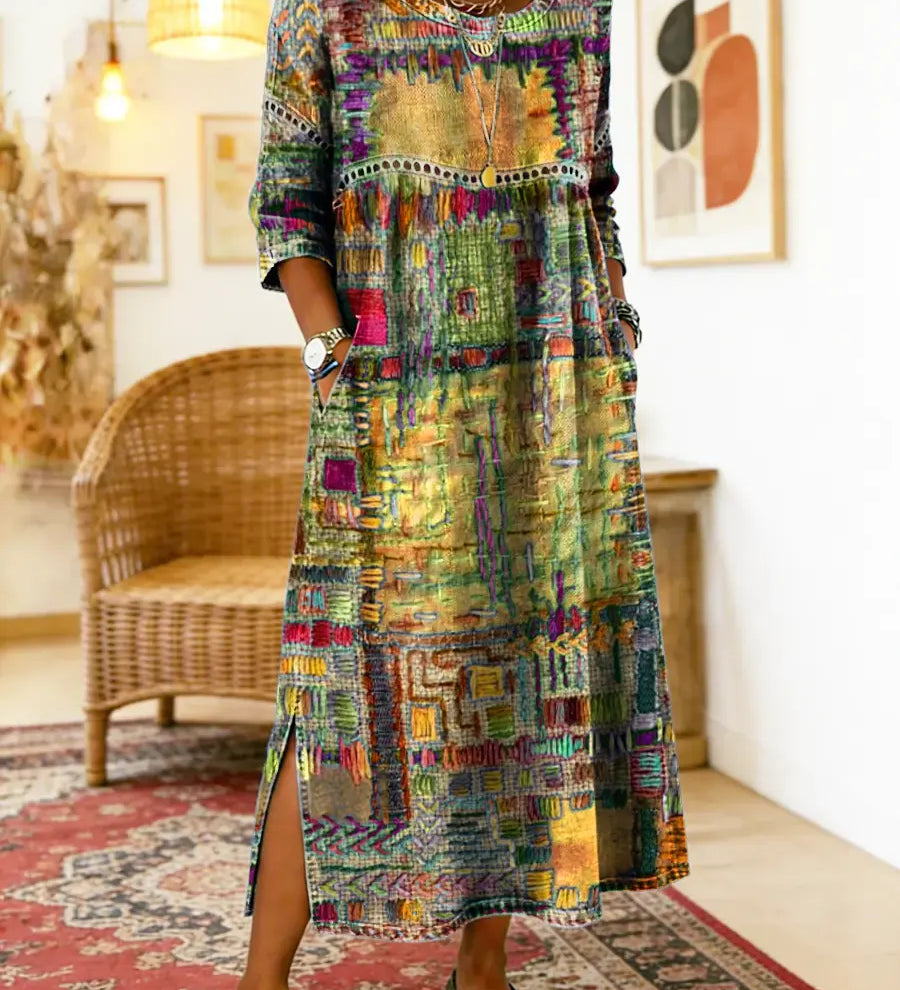 Manuela | Ethnic Patchwork Denim Dress