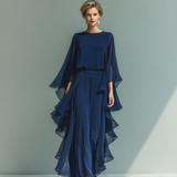Rose Navy Chiffon Set