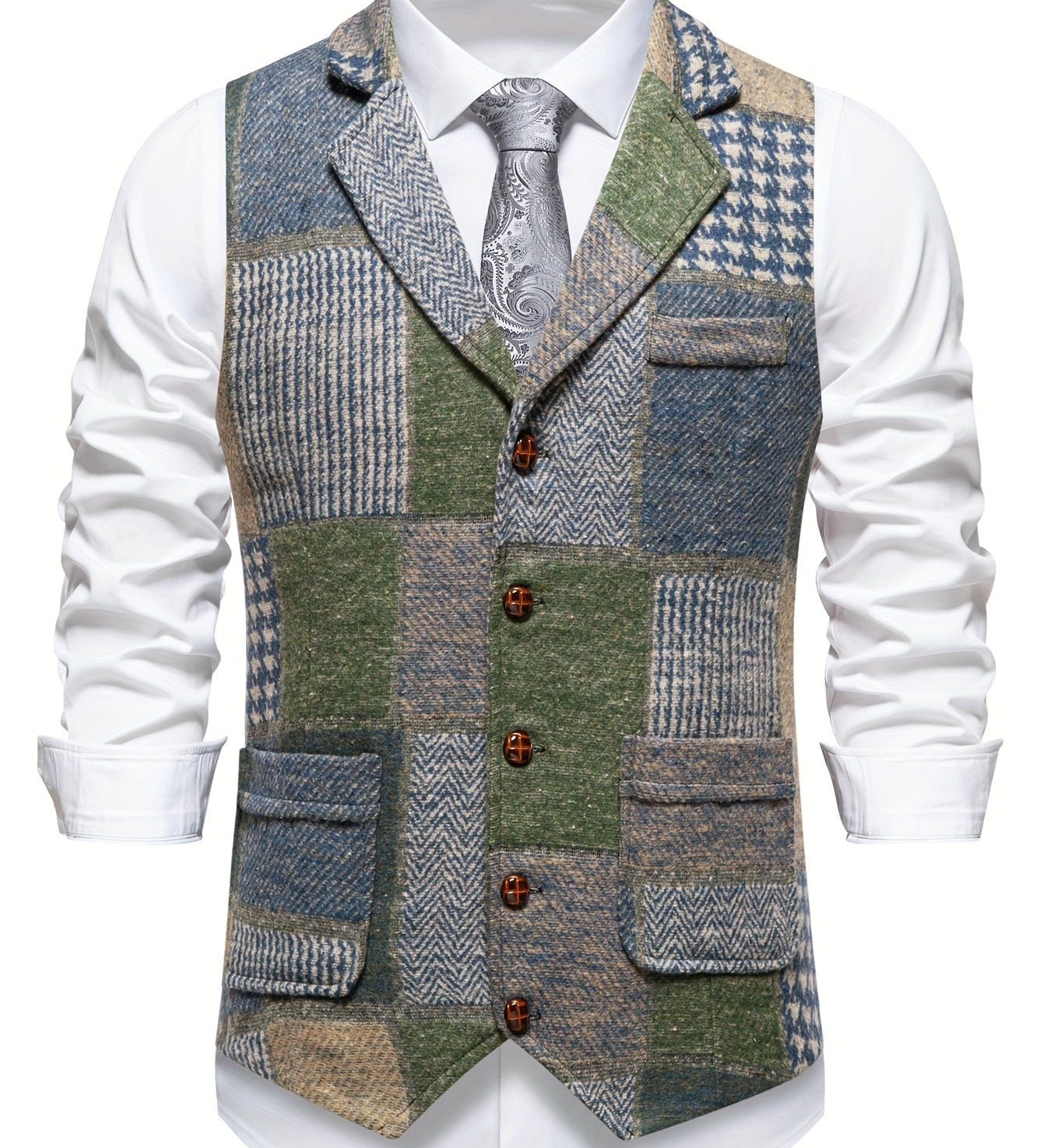 Men's herringbone tweed vest