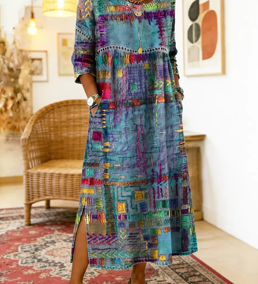 Manuela | Ethnic Patchwork Denim Dress