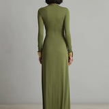 Olive Scavenge Maxi Dress V-neck