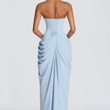 Adriana - Long Gathered Dress with Side Slit