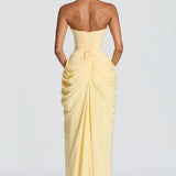 Adriana - Long Gathered Dress with Side Slit
