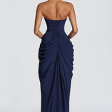 Adriana - Long Gathered Dress with Side Slit