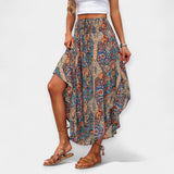 Colourful high-waisted midi skirt