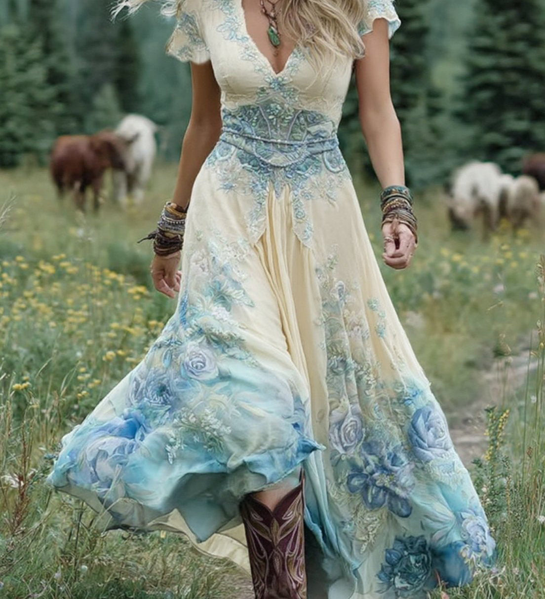 Serena - Floral Print Maxi Short Dress
