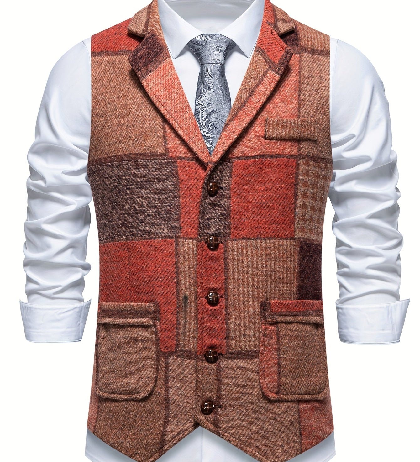 Men's herringbone tweed vest